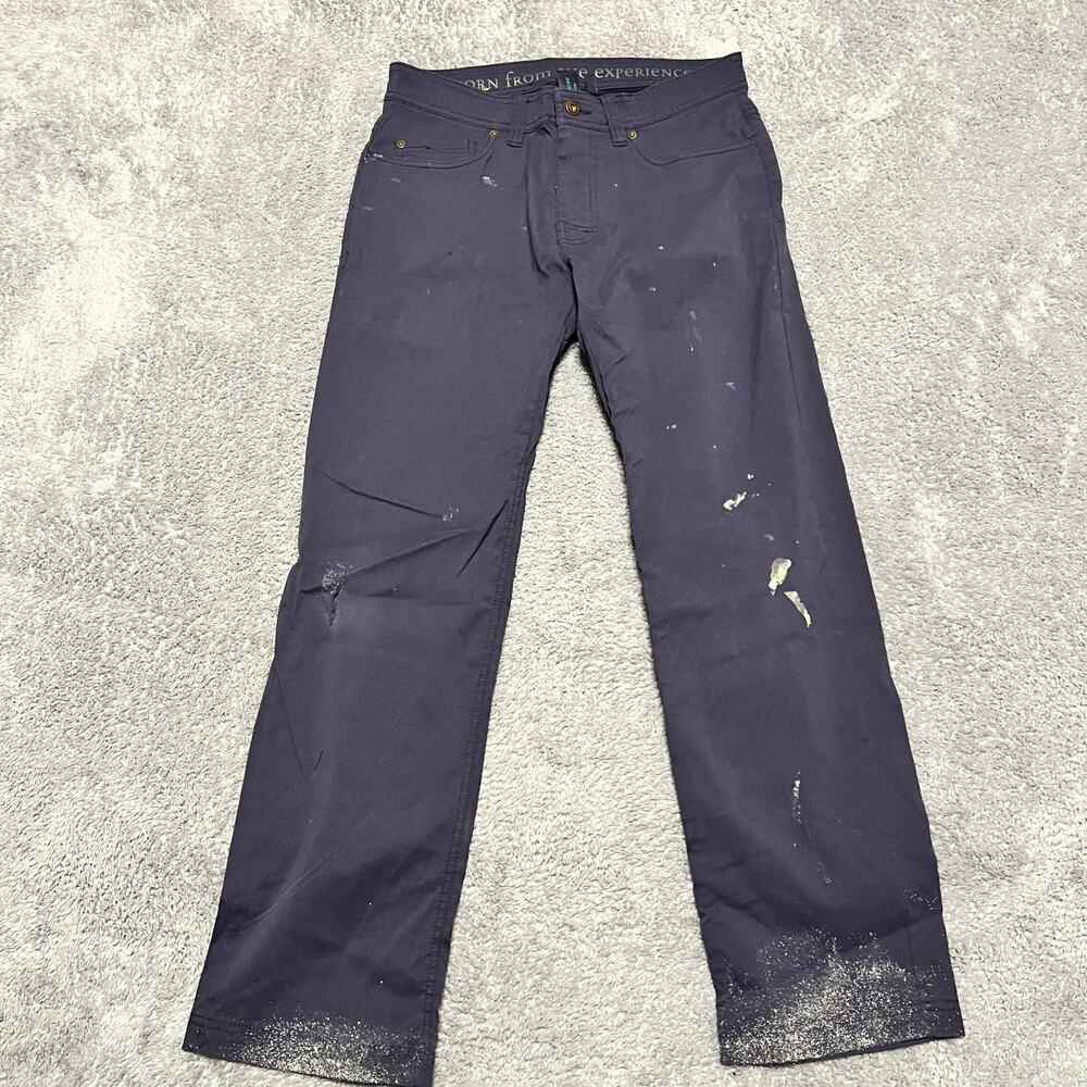 Prana Brion Pants Mens 30 X30 Stretch Slim Fit Chino Blue Hiking **